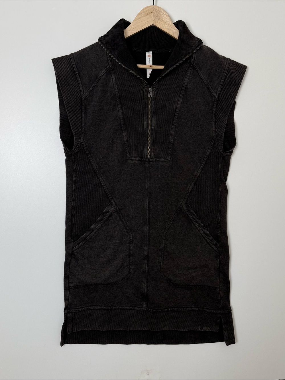 Daily Practice by Anthropologie Meru Zip-Front Mini Dress distressed black